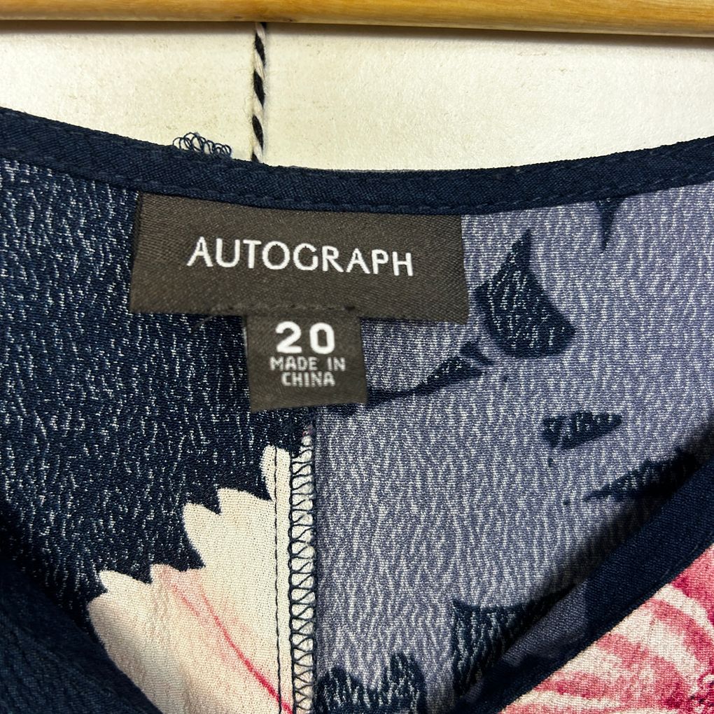 Autograph Navy Floral Dress - Size 20
