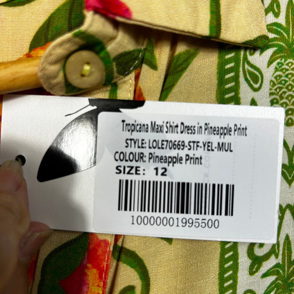 St Frock Tropical Print Maxi Shirt Dress - Size 12