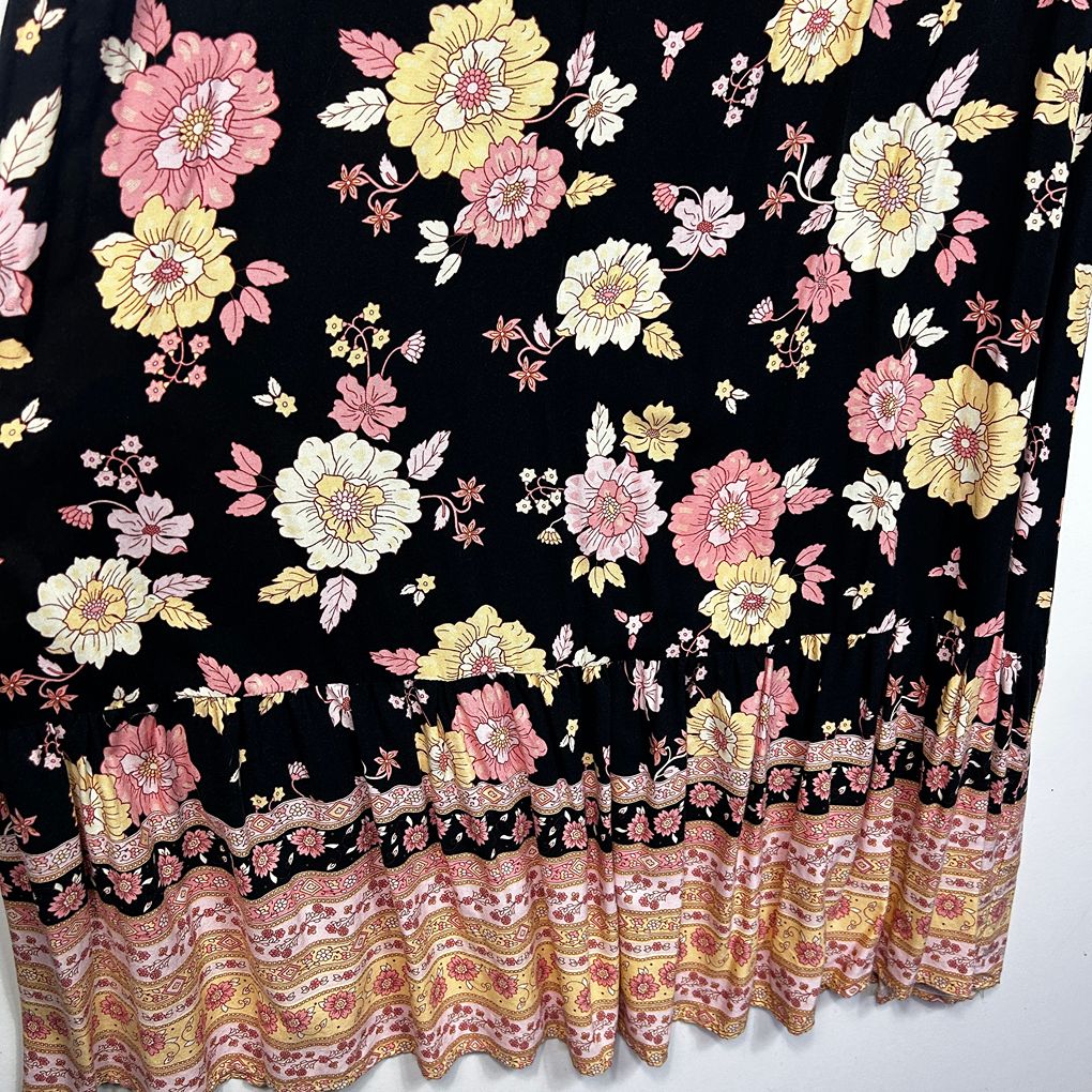 Jay Jays Black Floral Boho Maxi Dress - Size 16