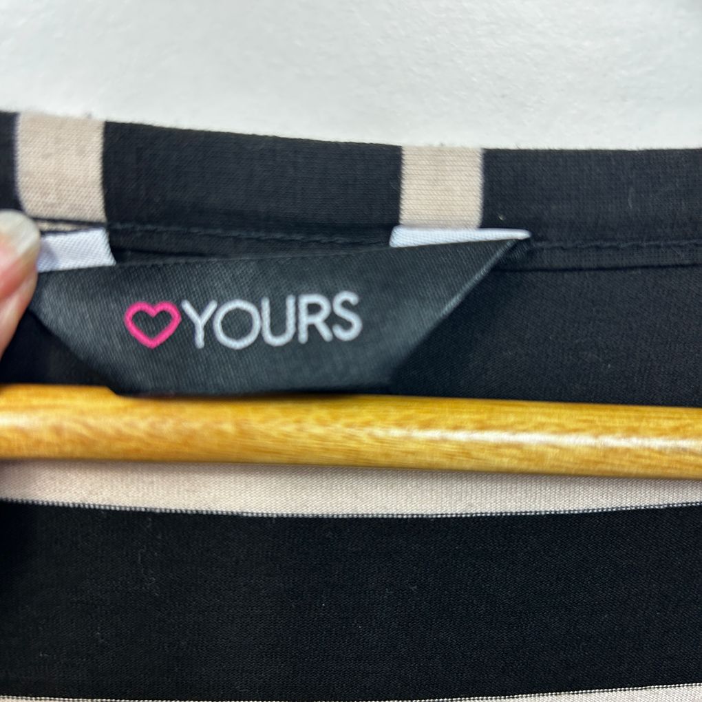 Yours Black Striped Top - Size 30-32