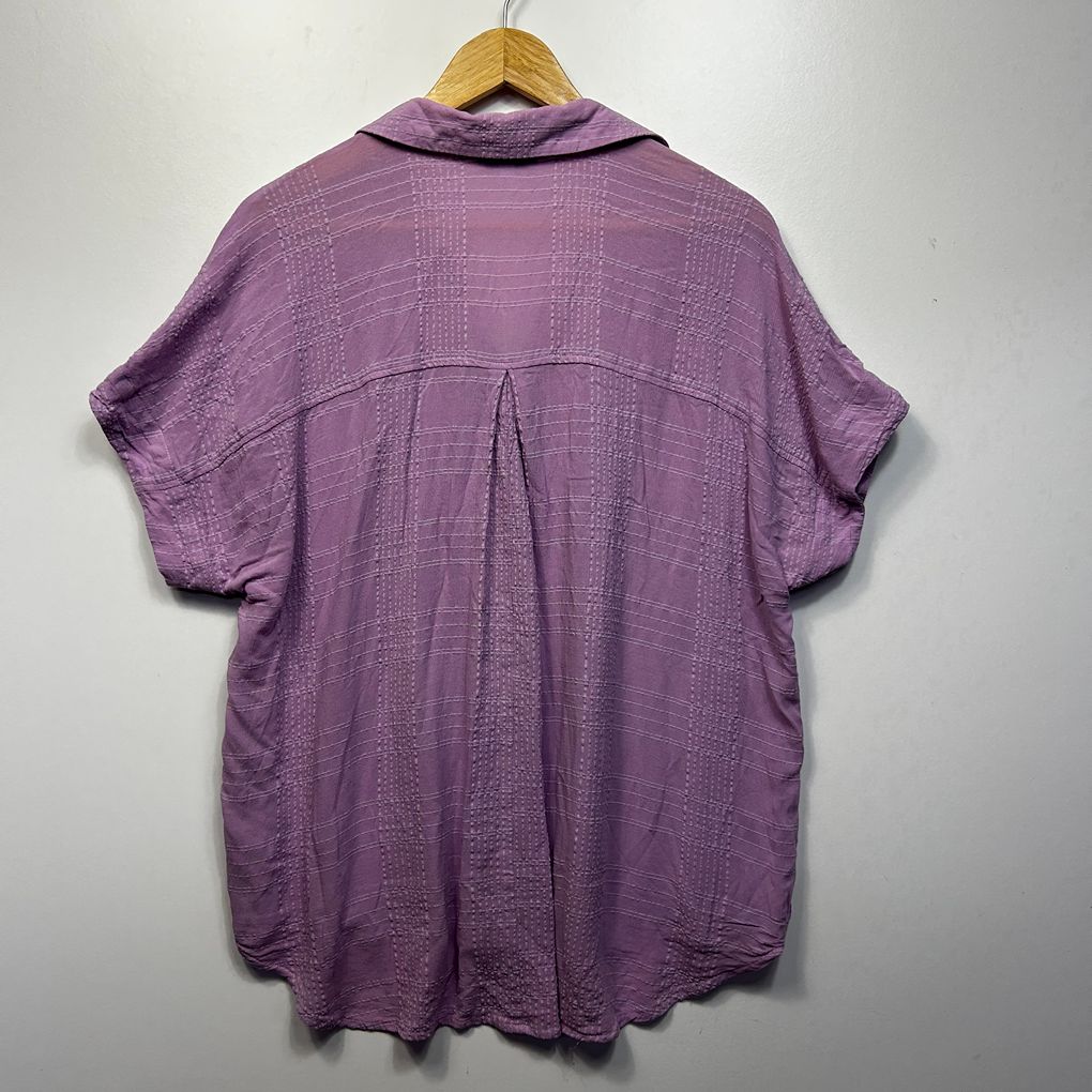 Target Lilac Collared Short Sleeve Cotton Top - Size 16