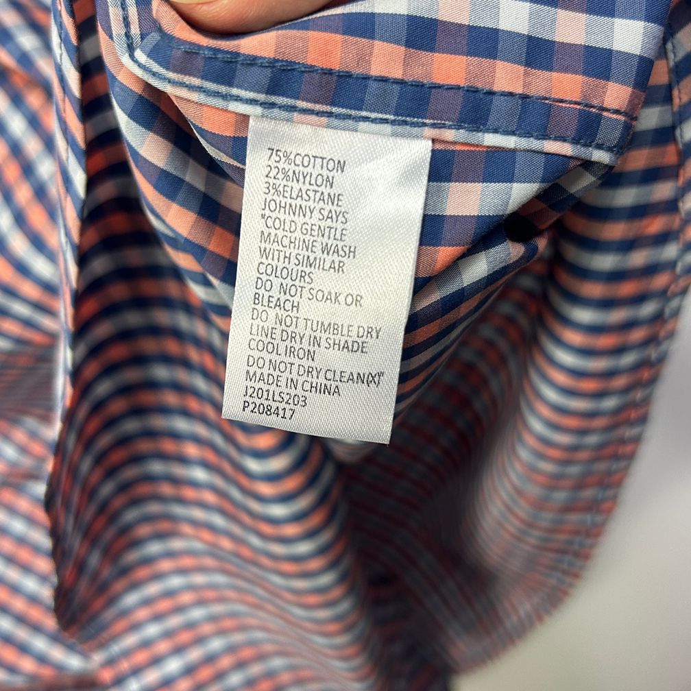 Johnny Bigg Navy Check Long Sleeve Cotton Mens Shirt - Size 3XL