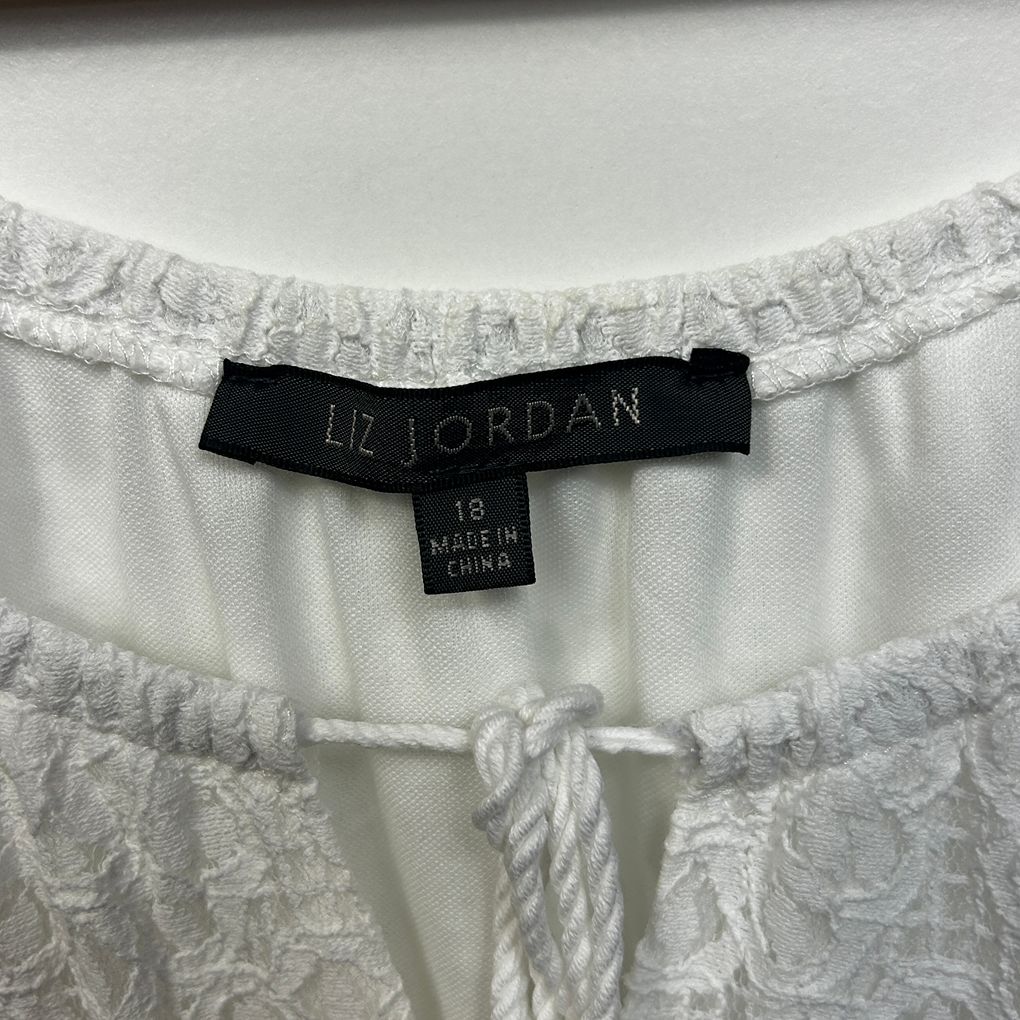 Liz Jordan White Plus Size Boho Cotton Dress - Size 18
