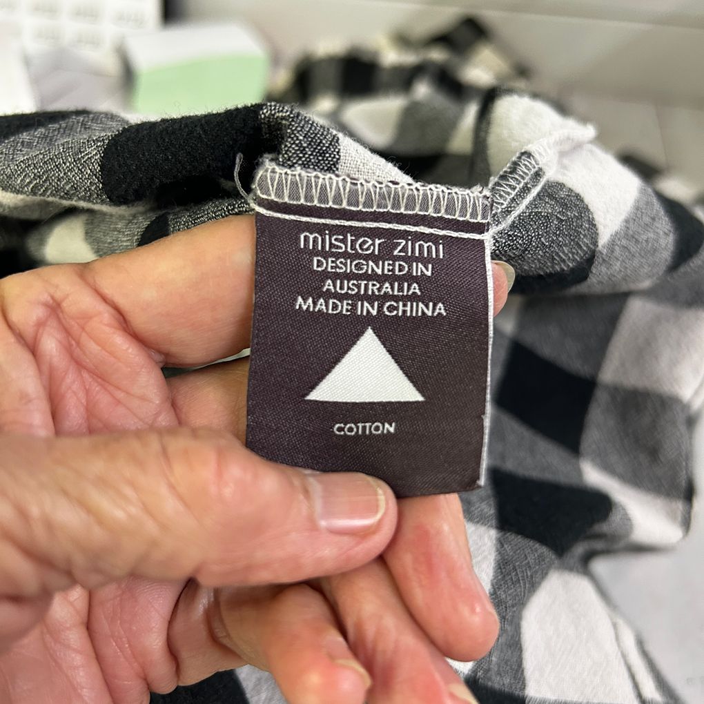 Mister Zimi Black White Gingham Cotton Skirt - Size 14