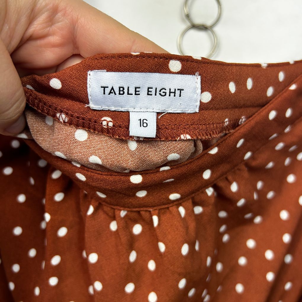 Table Eight Rust Polka Dot One Shoulder Jumpsuit - Size 16