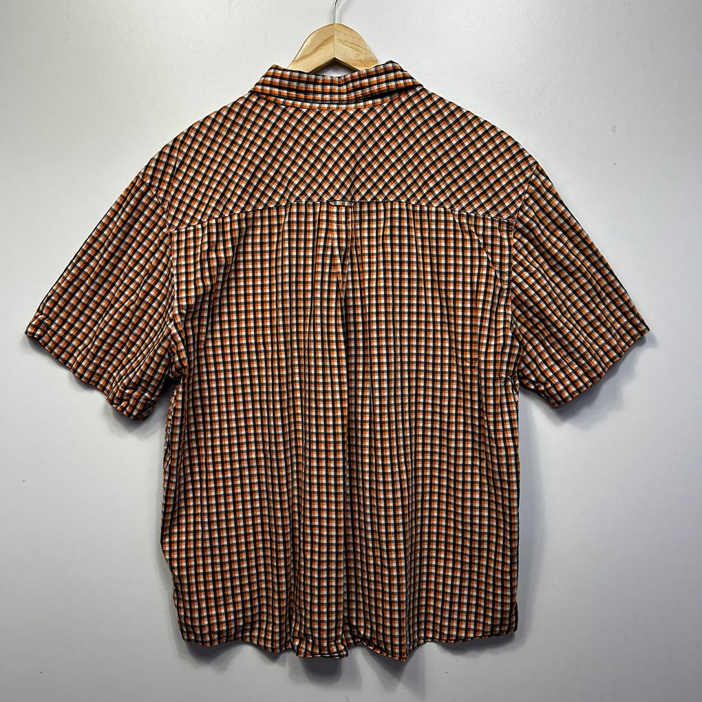Orange Check Cotton Short Sleeve Mens Shirt - Size 4XL