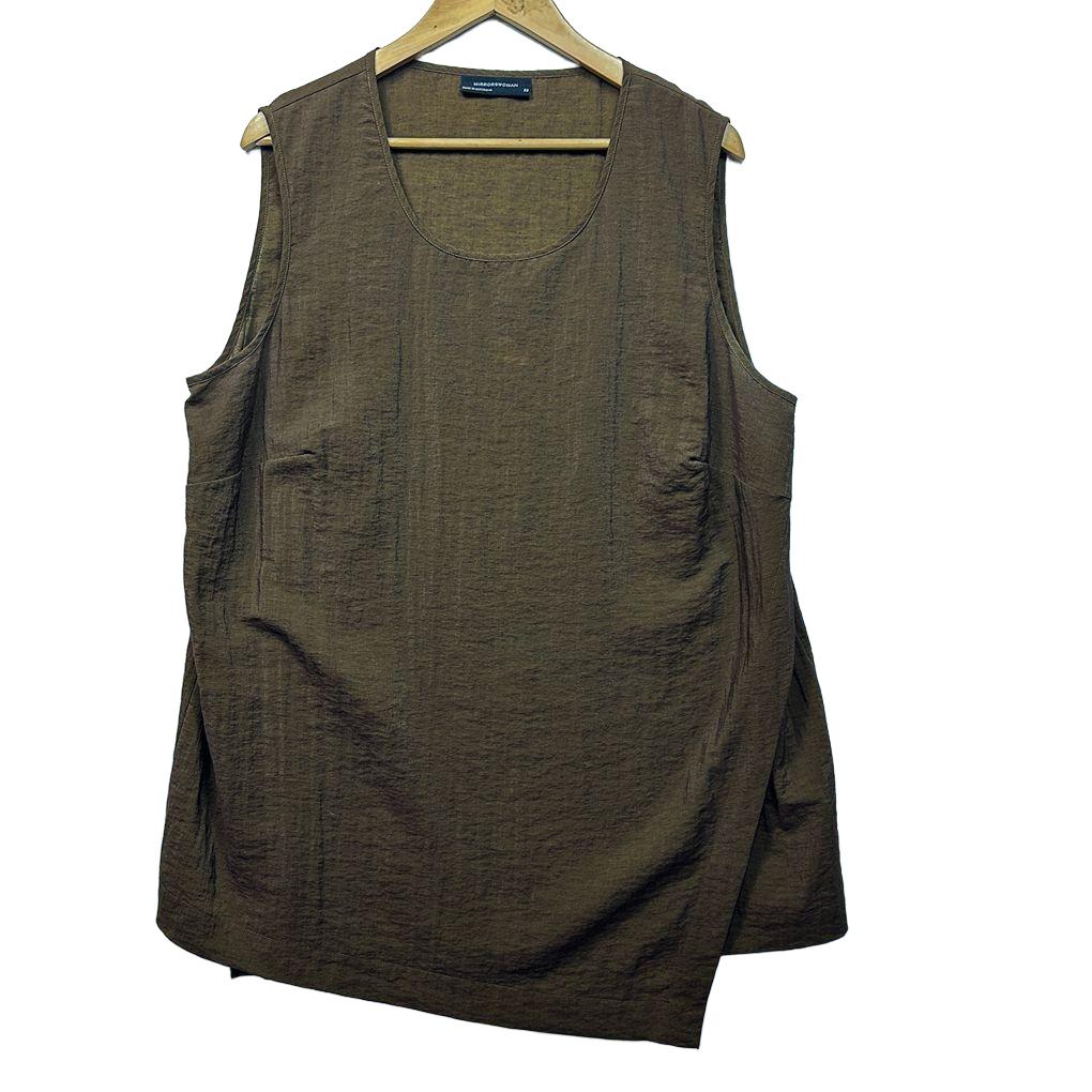 Mirrorswoman Brown Sleeveless Linen Top - Size 22