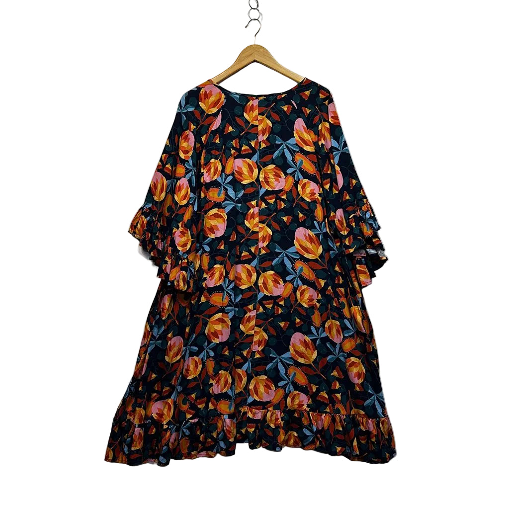 PQ Collection Multicoloured Floral Peak Dress - One Size