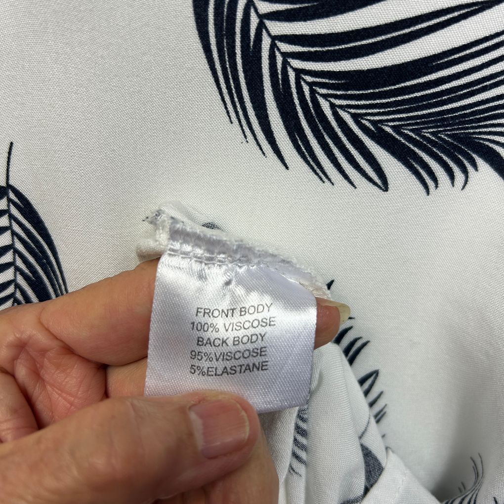 Autograph White and Black Print Top - Size 14