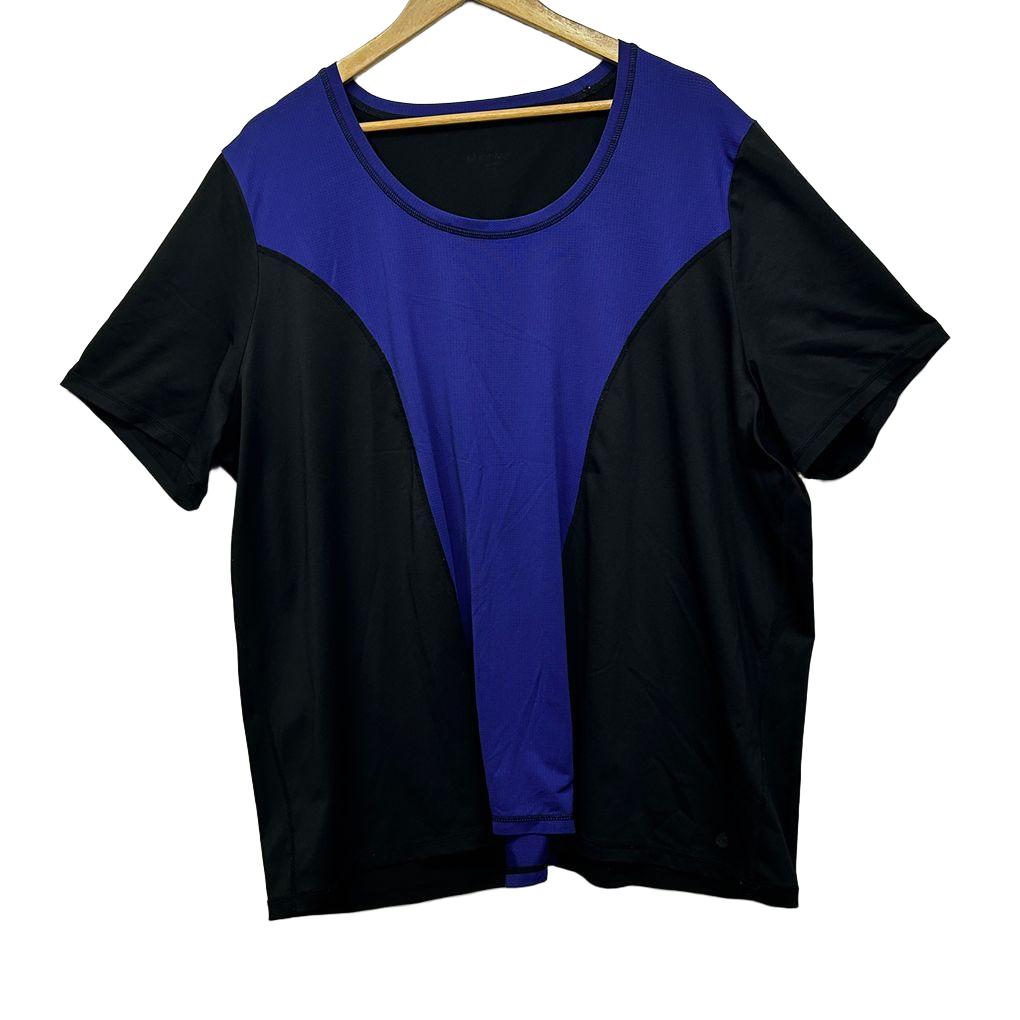 Blue and Black Activewear Top