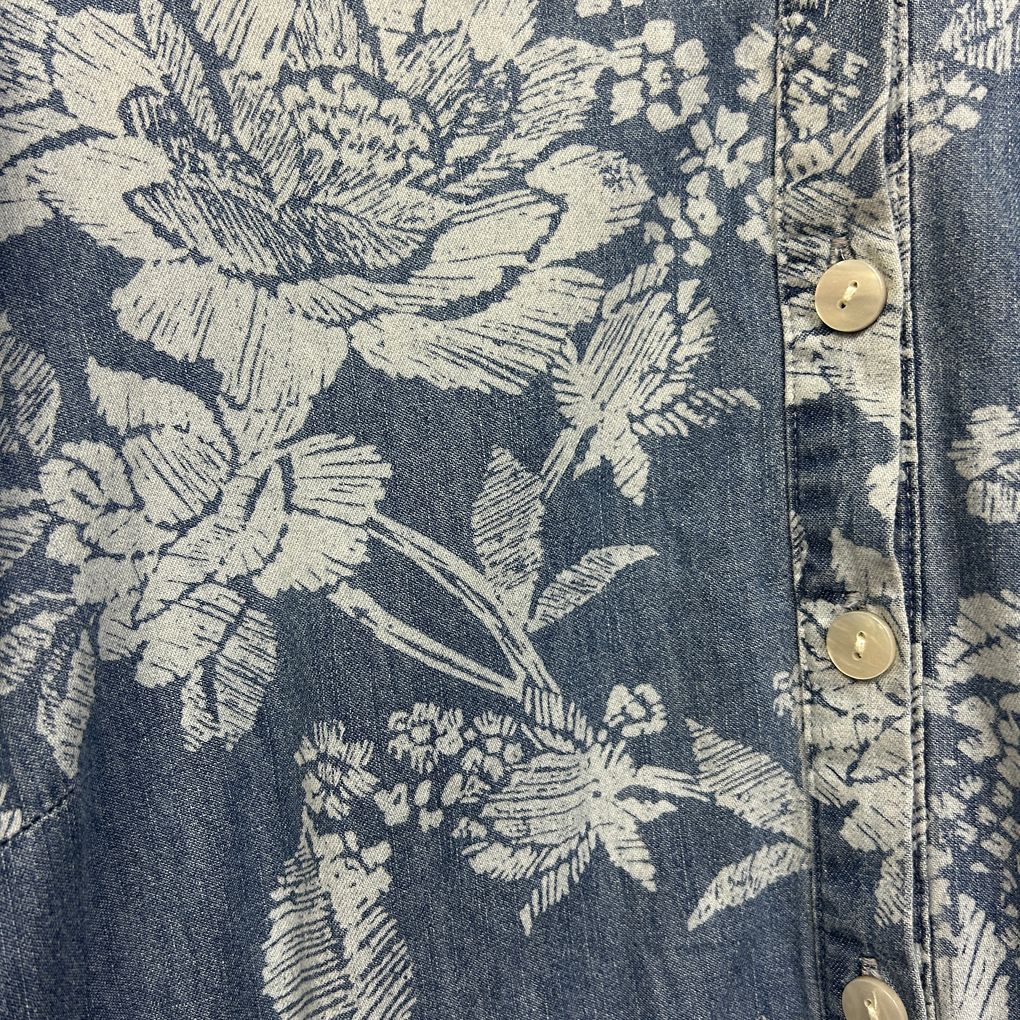 Suzanne Grae Blue Floral Chambray Cotton Dress - Size 20