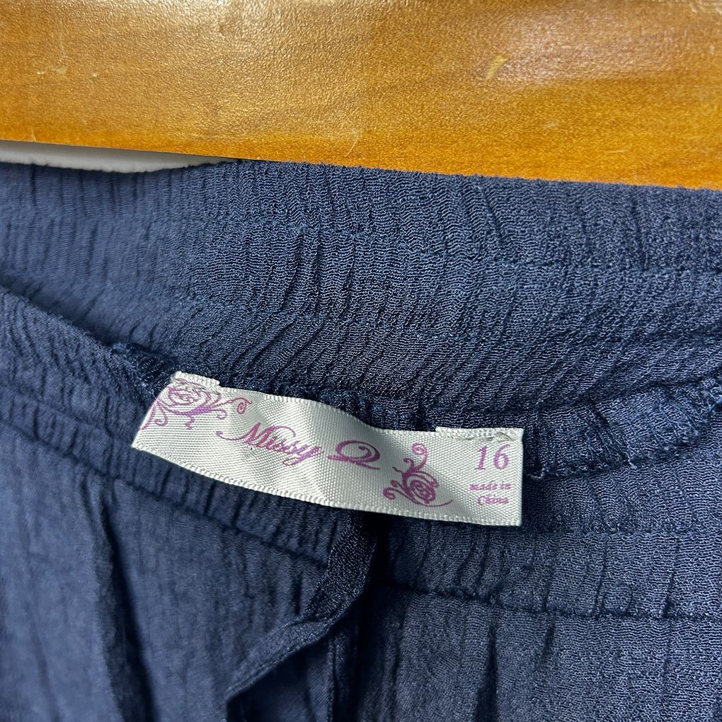 Missy Q Navy Layered Cotton Pants - Size 16