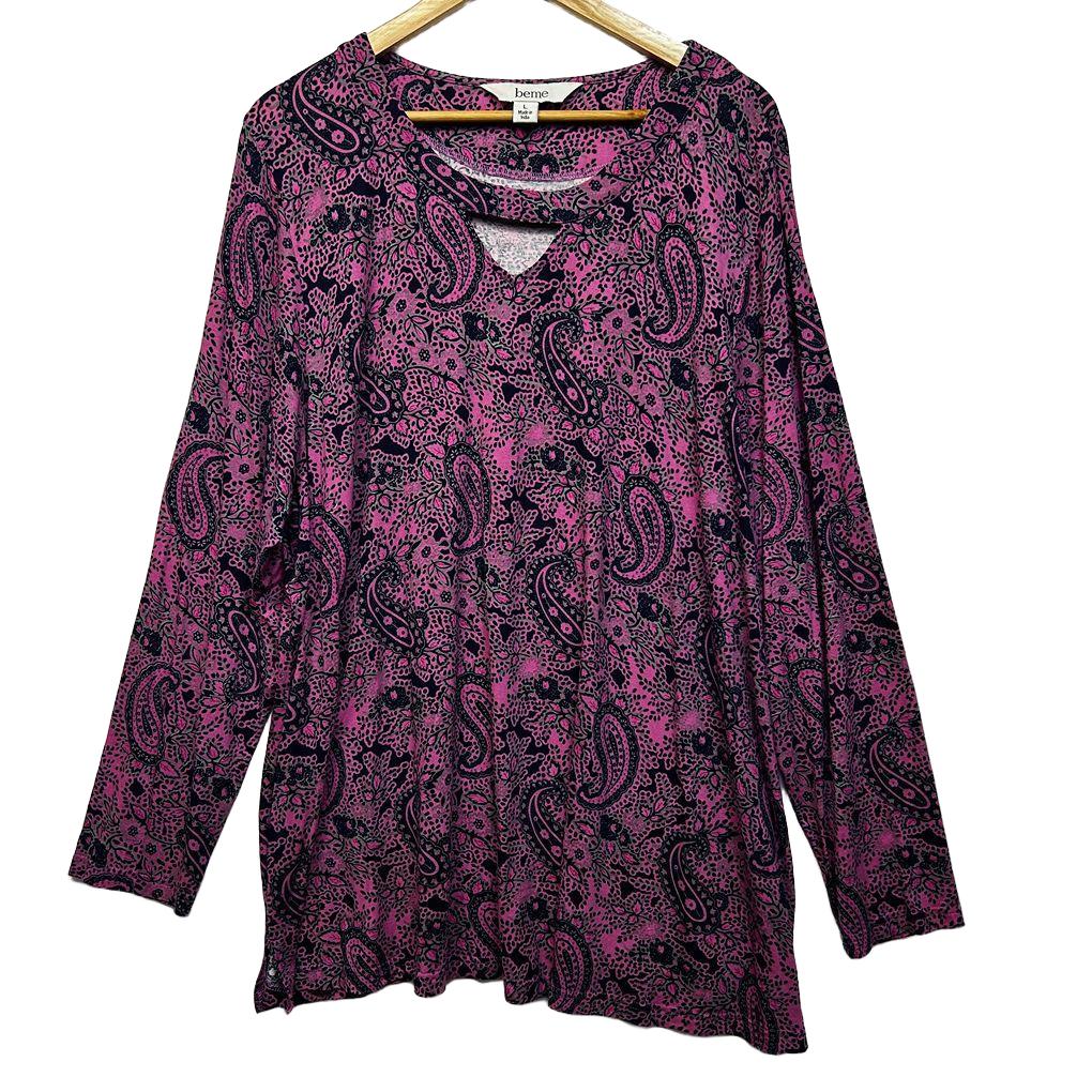 Beme Pink Paisley Long Sleeve Top - Size 20/L