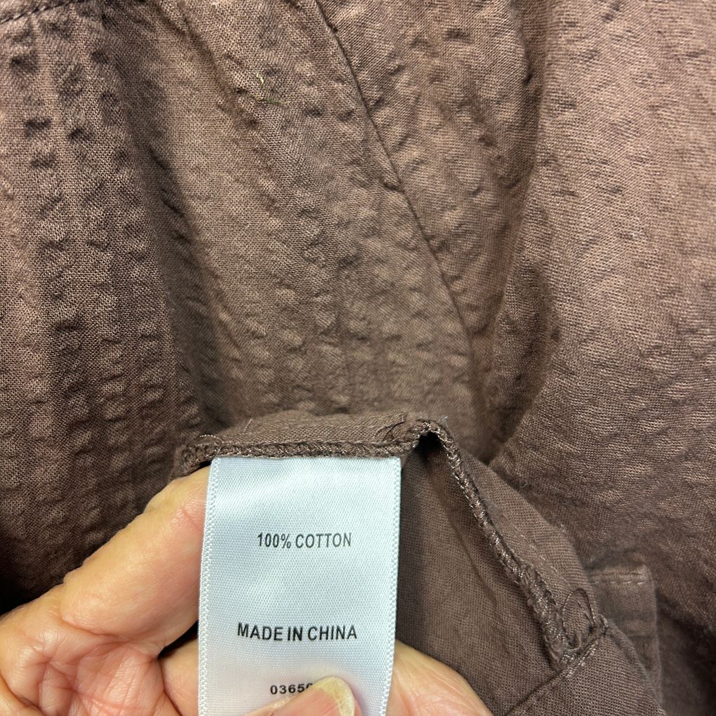 Sussan Chocolate Long Sleeve Cotton Top - Size 16