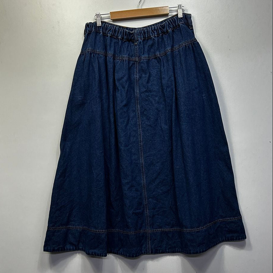 City Chic Blue Plus Size Cotton Denim Skirt - Size M/18