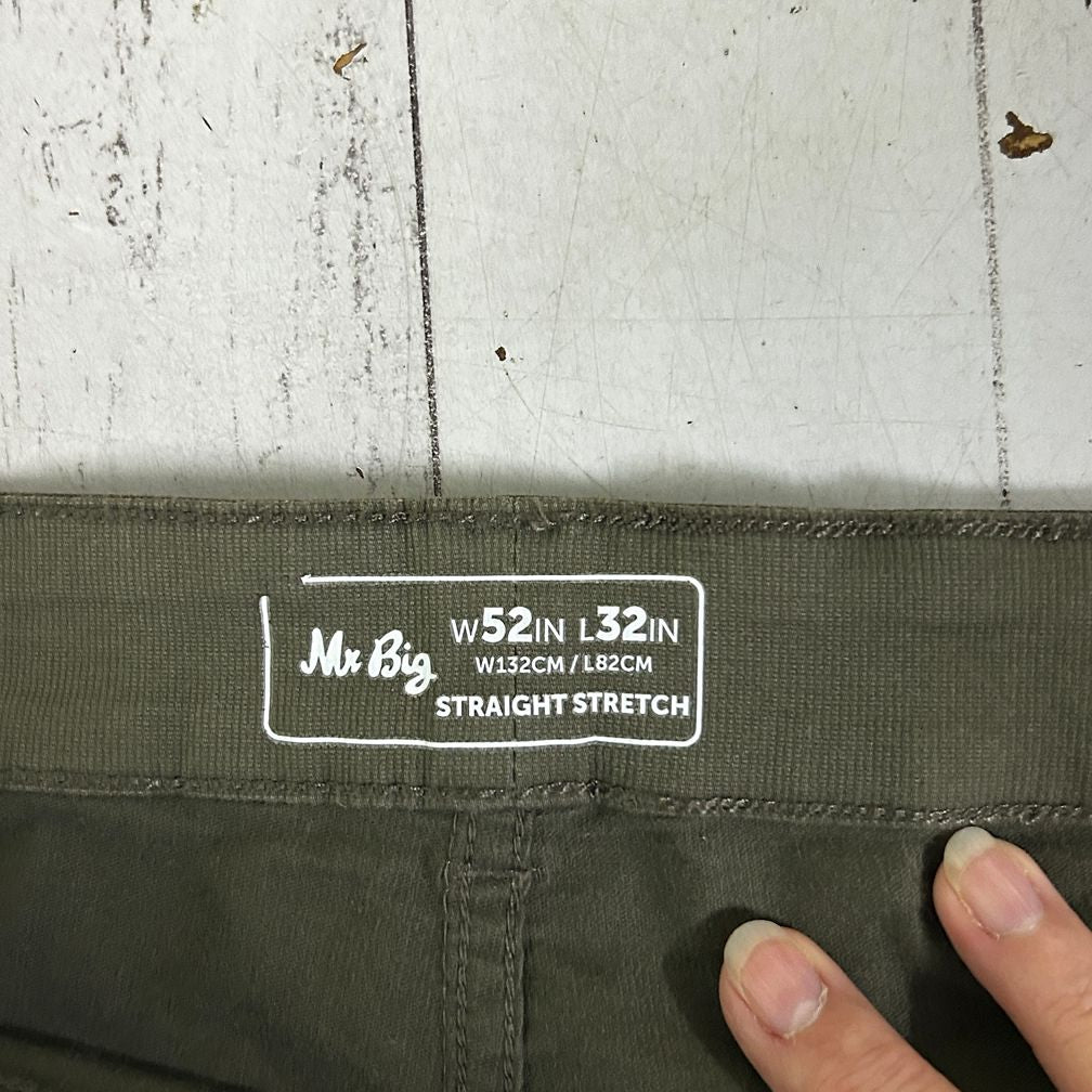 Mr Big Green Cotton Mens Straight Stretch Pants - Size 52