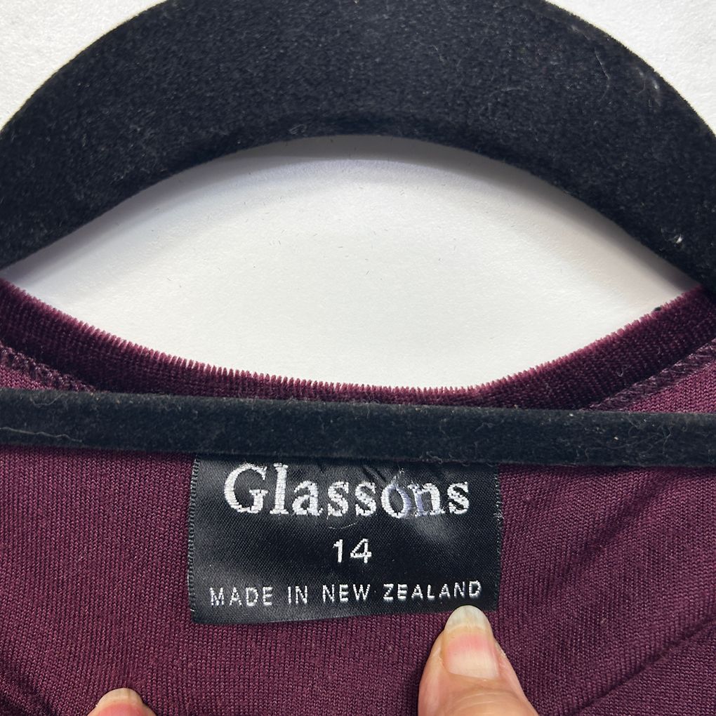 Glassons Burgundy Velvet Boho Top - Size 14