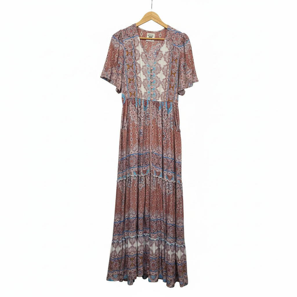 Dreamcatcher Boho Maxi Dress with Pockets  - Size 12/Large
