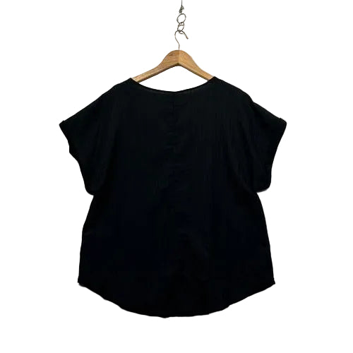 Shein Curve Black Textured Zip-Front Blouse - Size 1XL