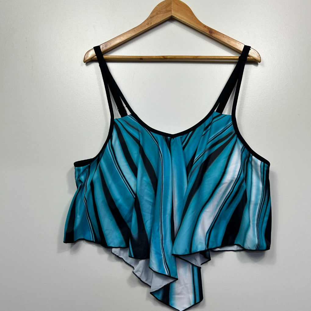 Blue striped crop top front view
