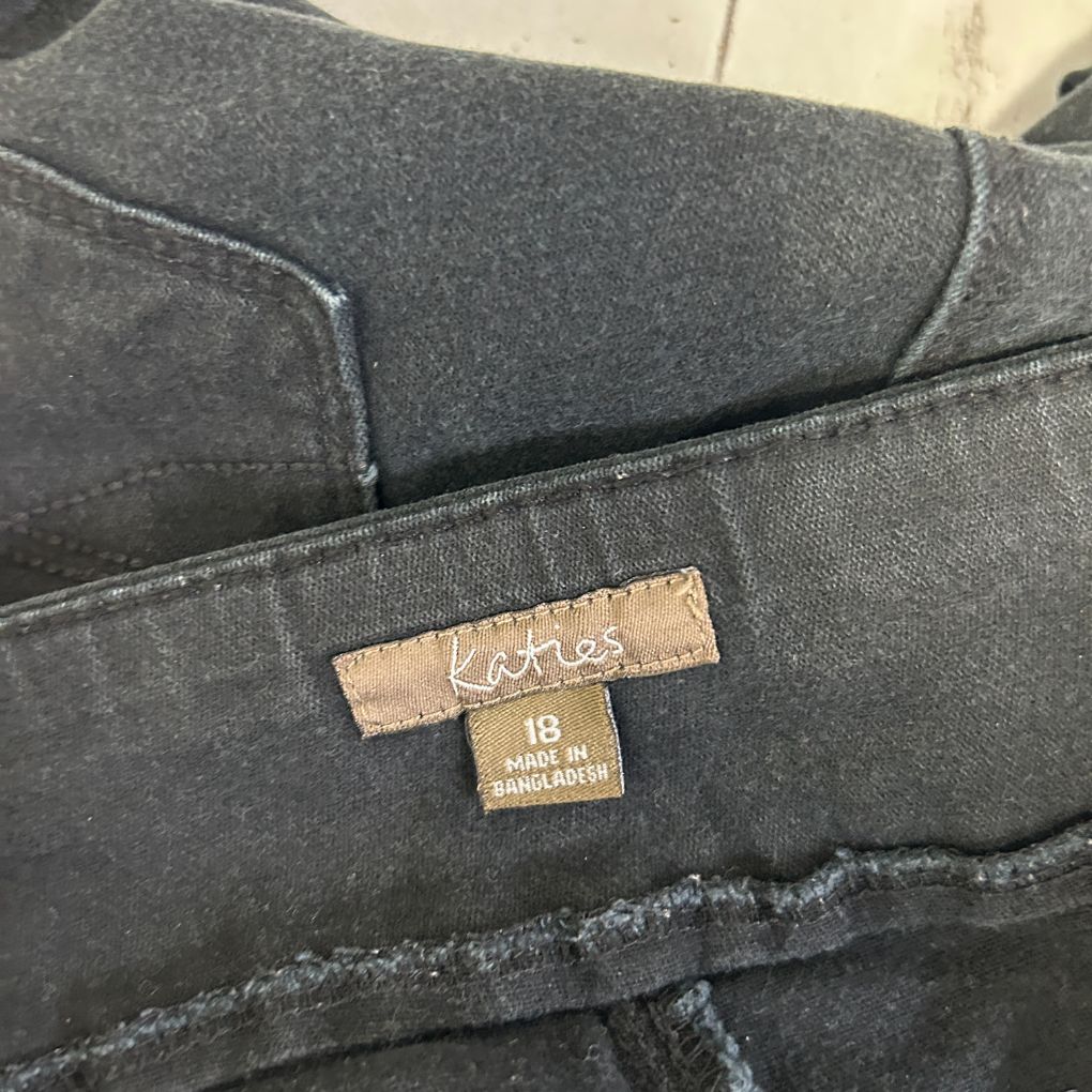 Dark grey jumper label detail view