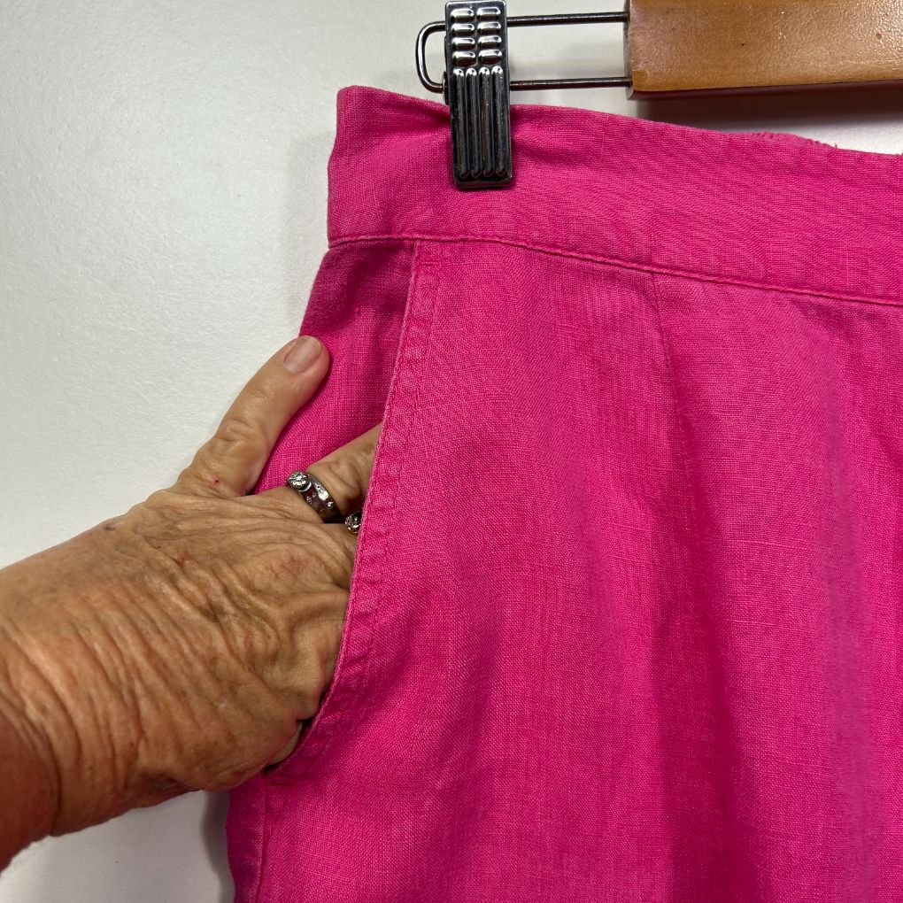 Hot pink shorts front detail view