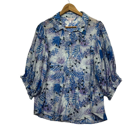 Blue floral shirt front view