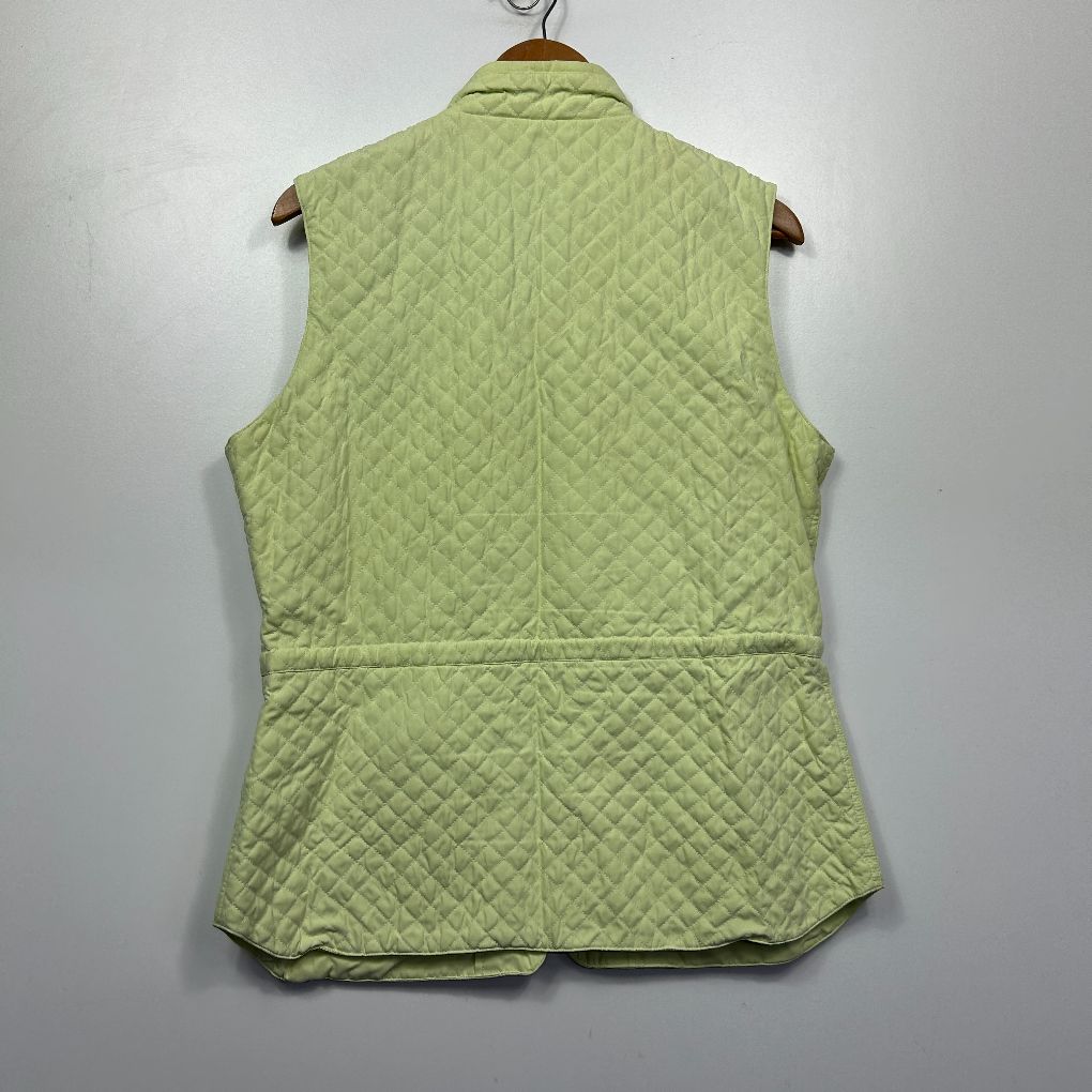 Lime green quilted vest back view