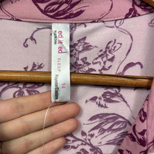 Ezi Bed Sleep Mauve Floral Pyjama Shirt - Size 14
