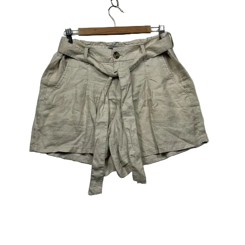 Target Woman Beige Belted Linen Shorts - Size 16