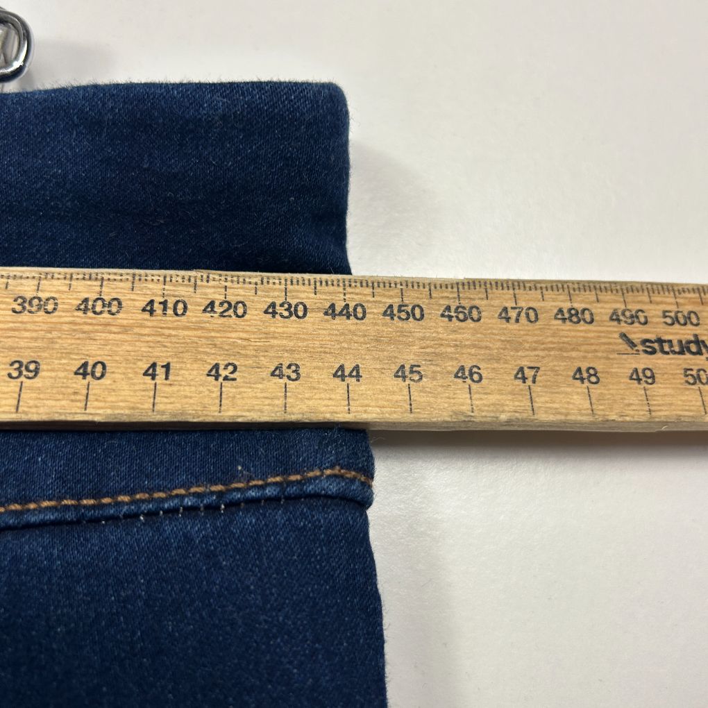 Navy fabric width measurement detail view
