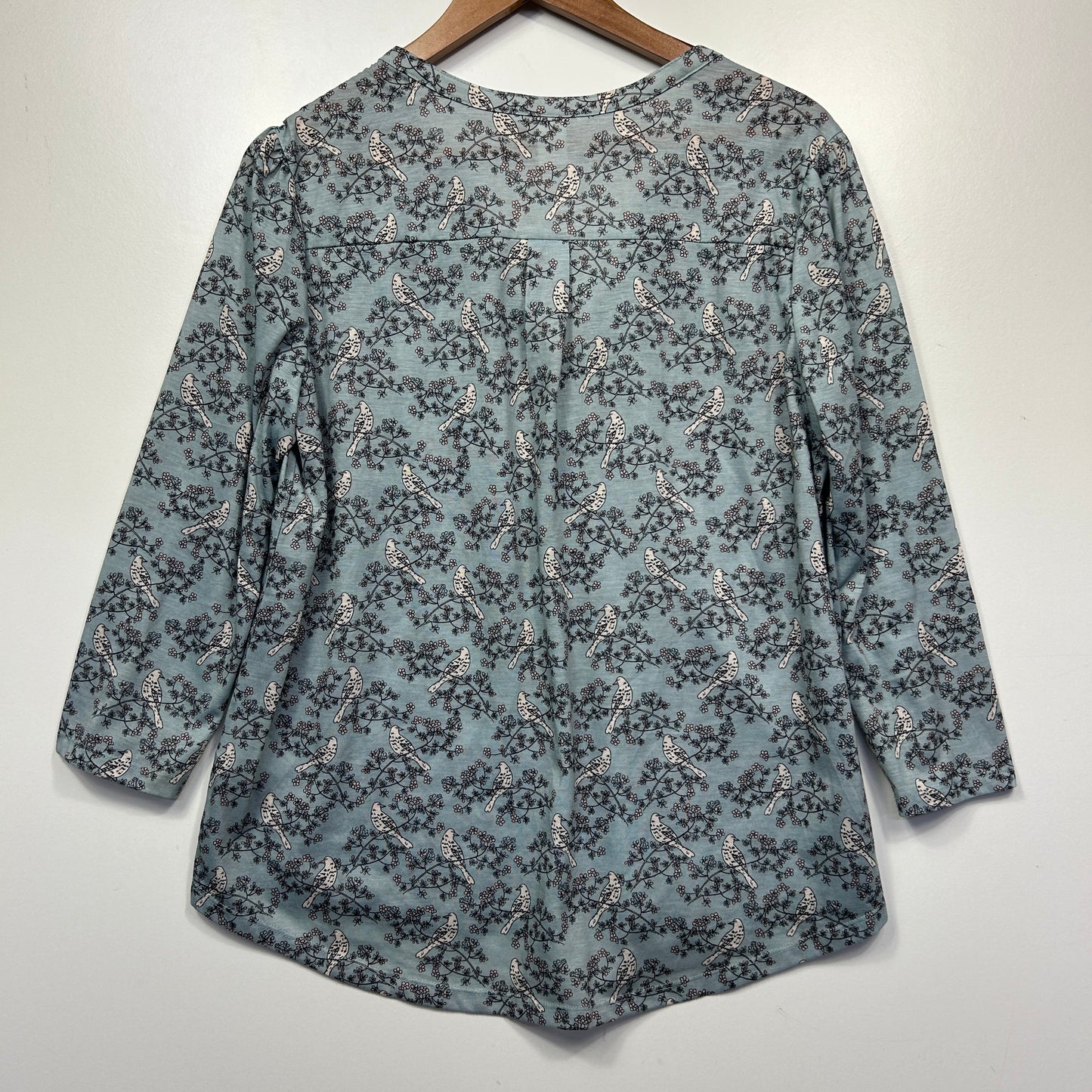 Grey floral long sleeve top front view