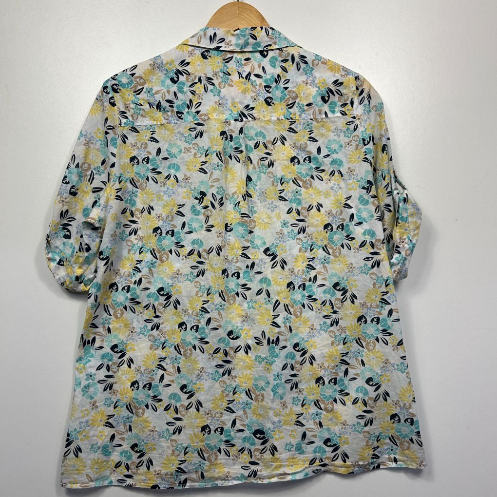 Blue floral shirt back view