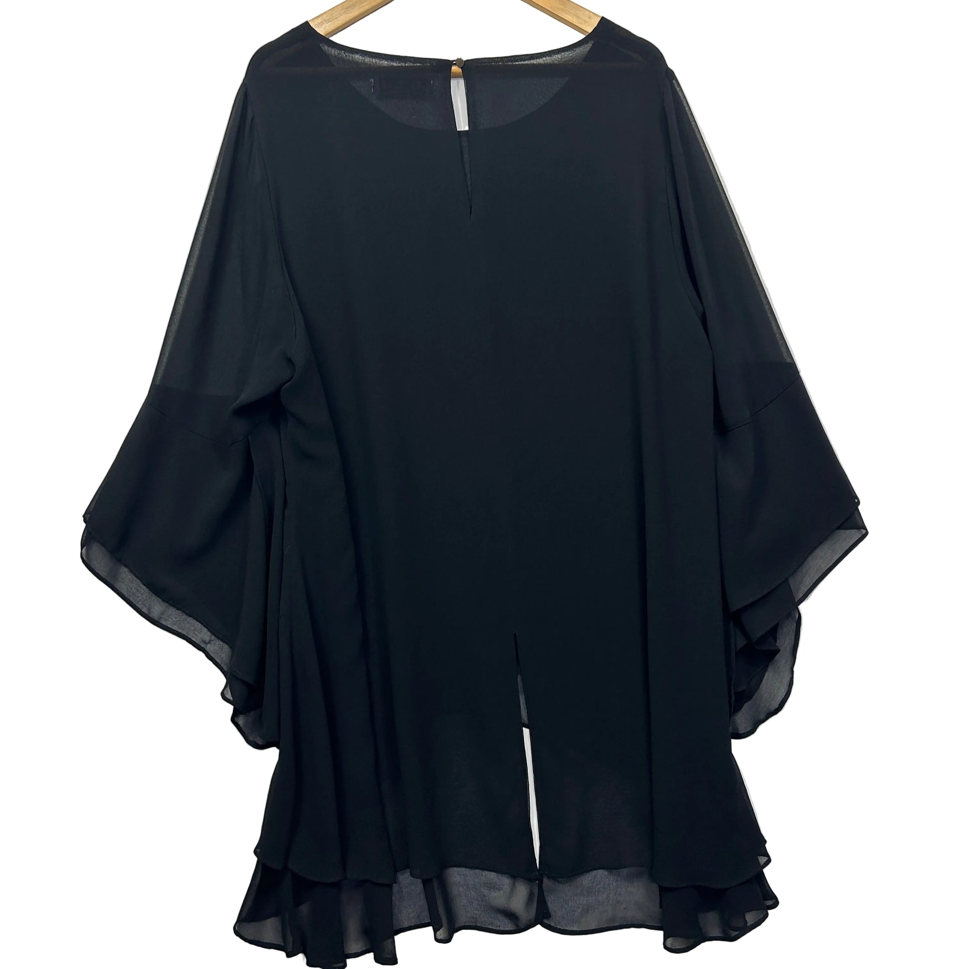 Black flowing tunic dress front view