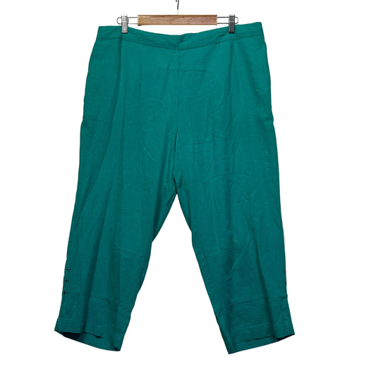 Teal cropped pants front view