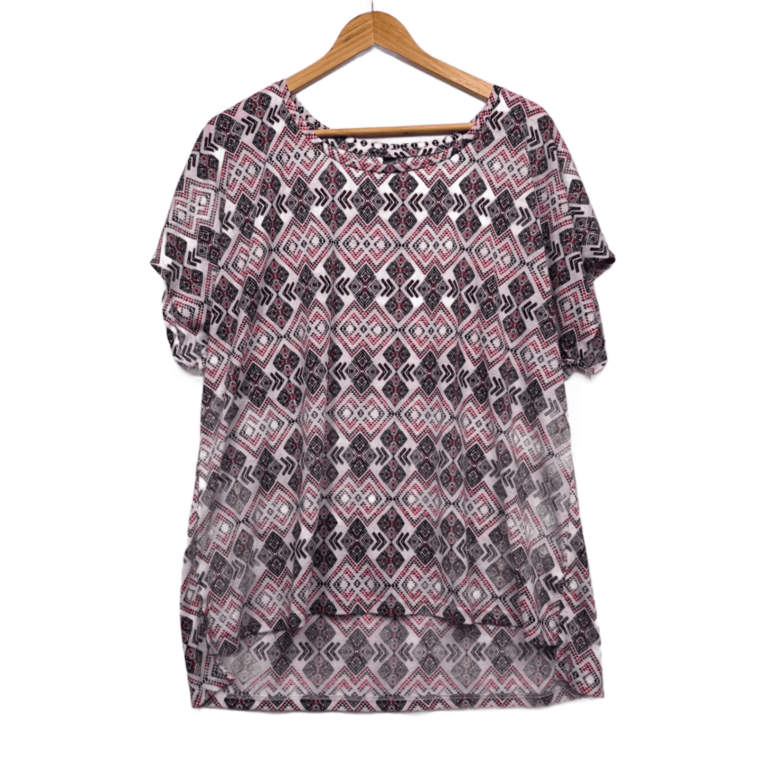edited Top Pink Black Short Sleeve Blouse Size Plus 20