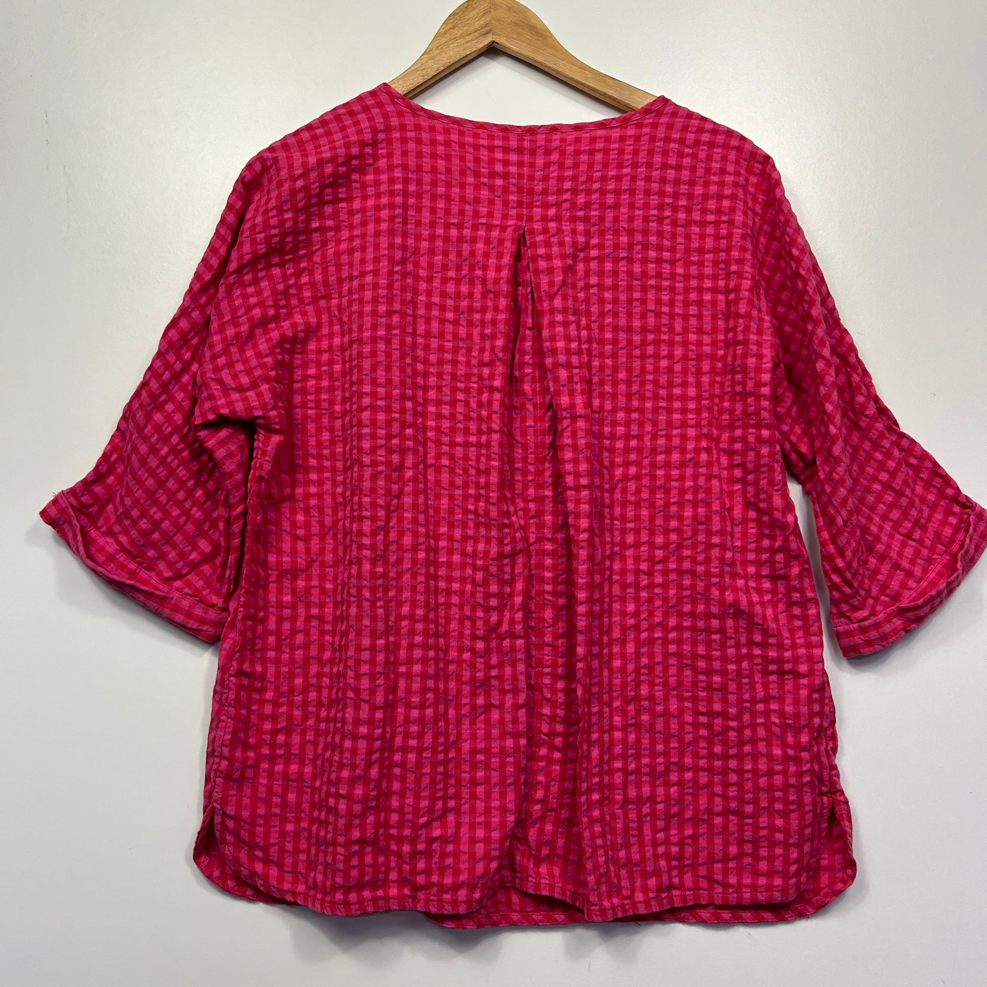 Red checked shirt back view
