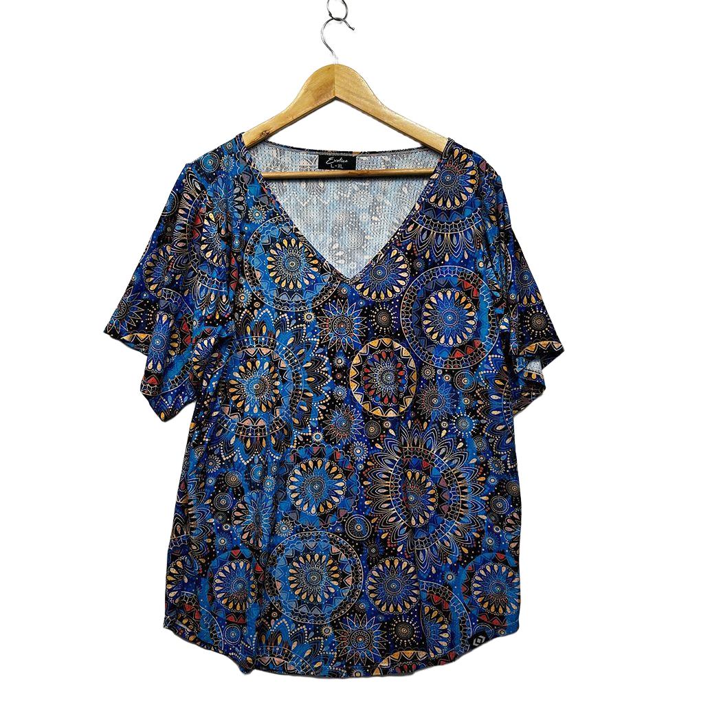 exoticathletica Blue Activewear Top - Size L-XL
