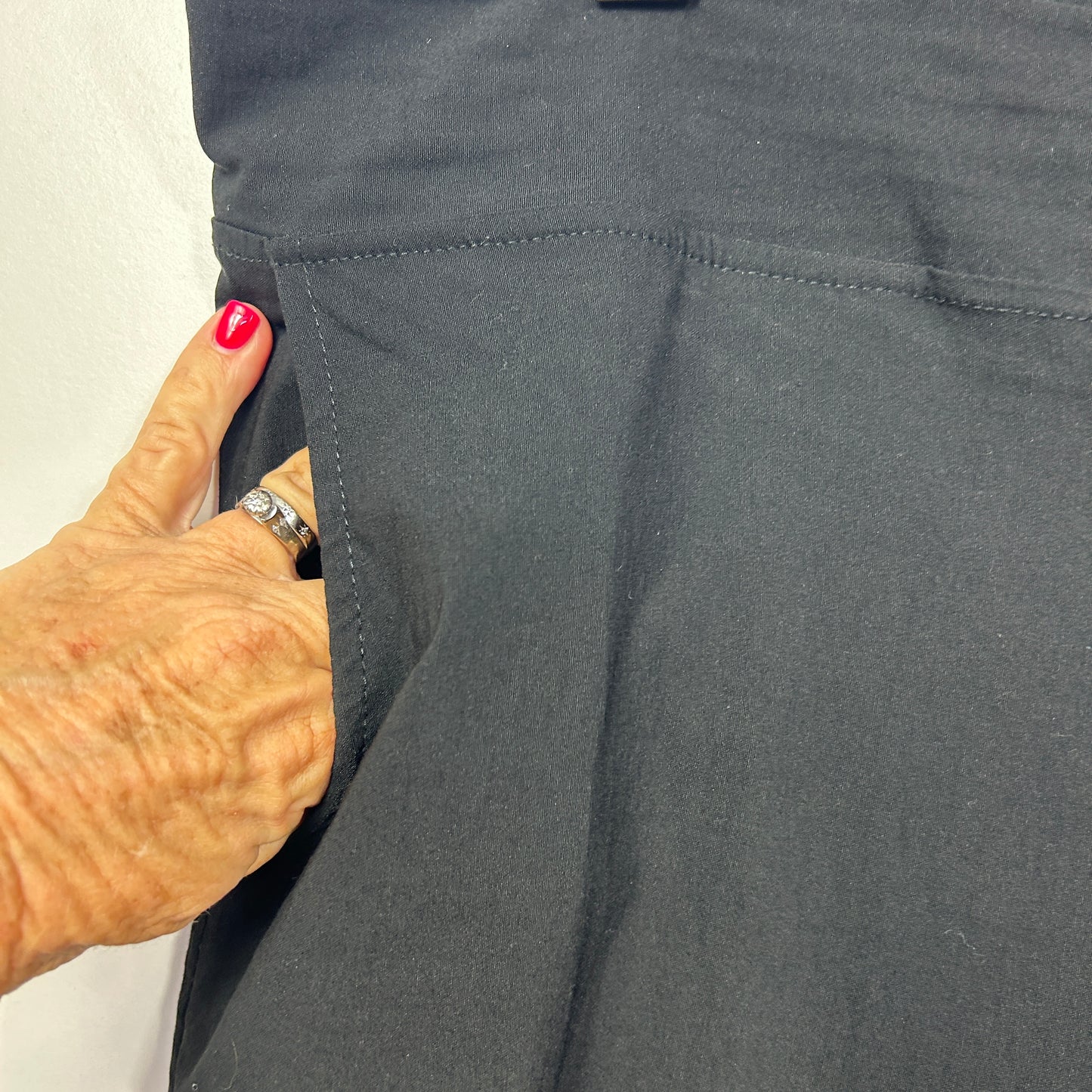 Grey pants pocket detail view