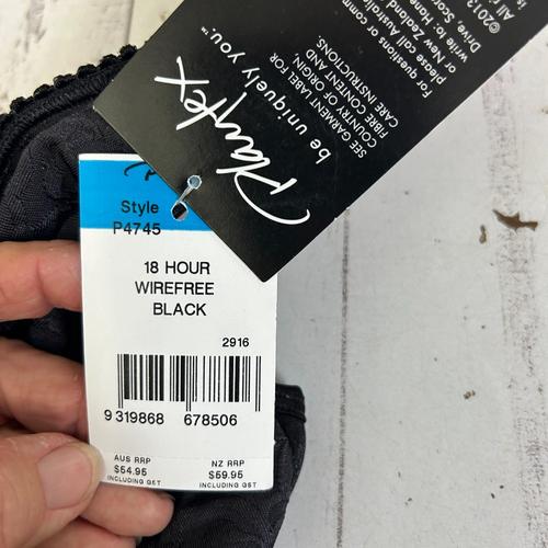 Playtex 18 Hour Black Wirefree Bra - Size OS