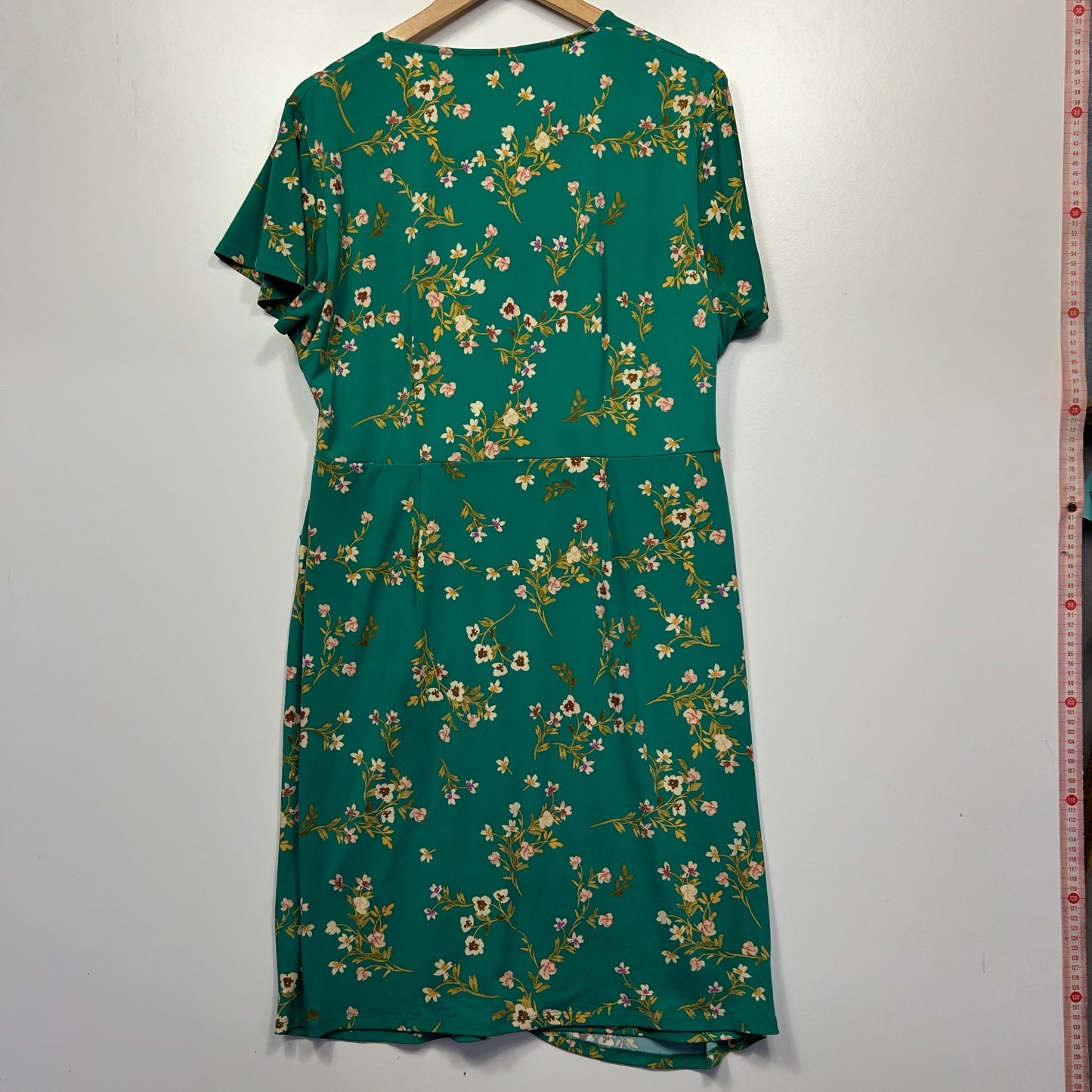 Green floral dress front view