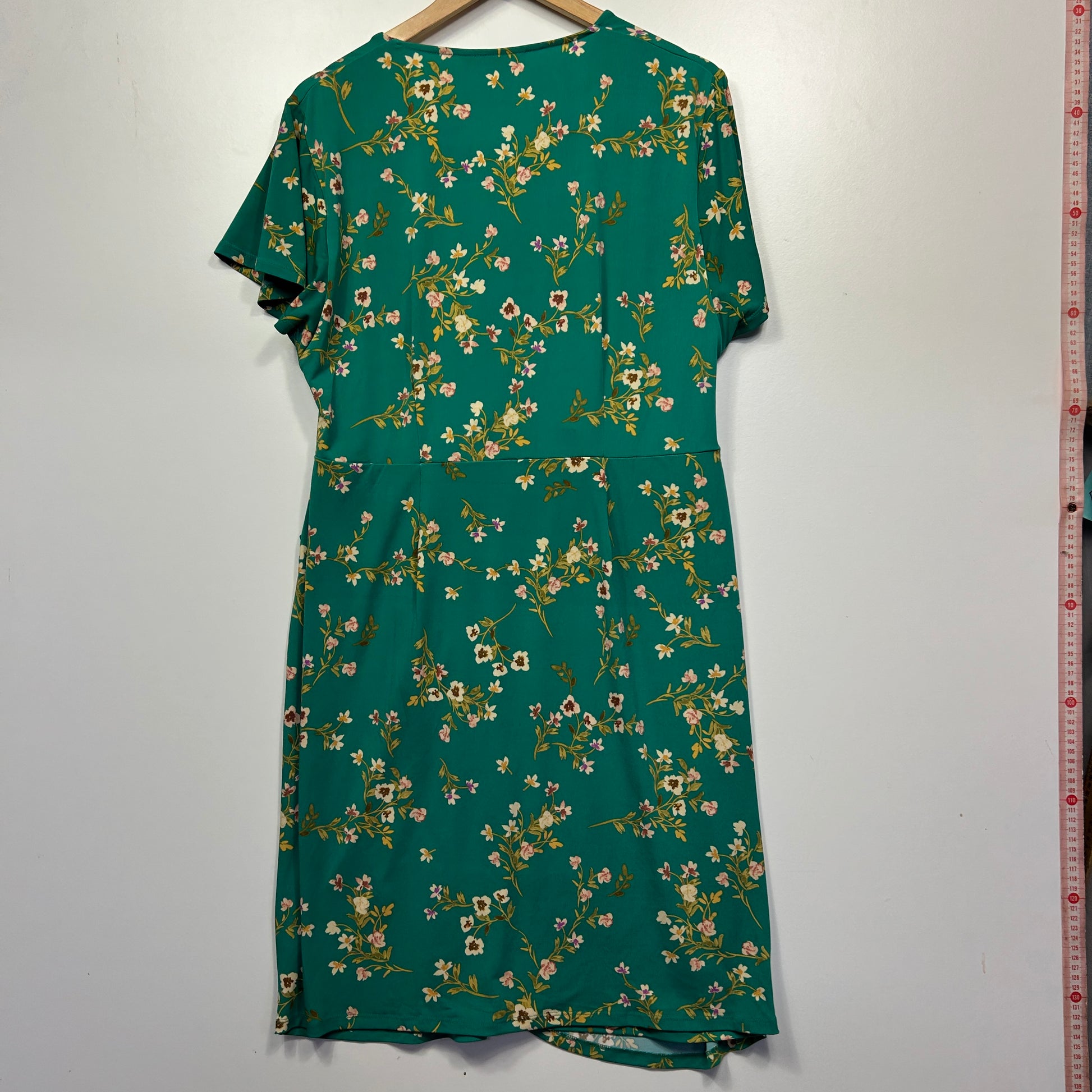 Green floral dress front view