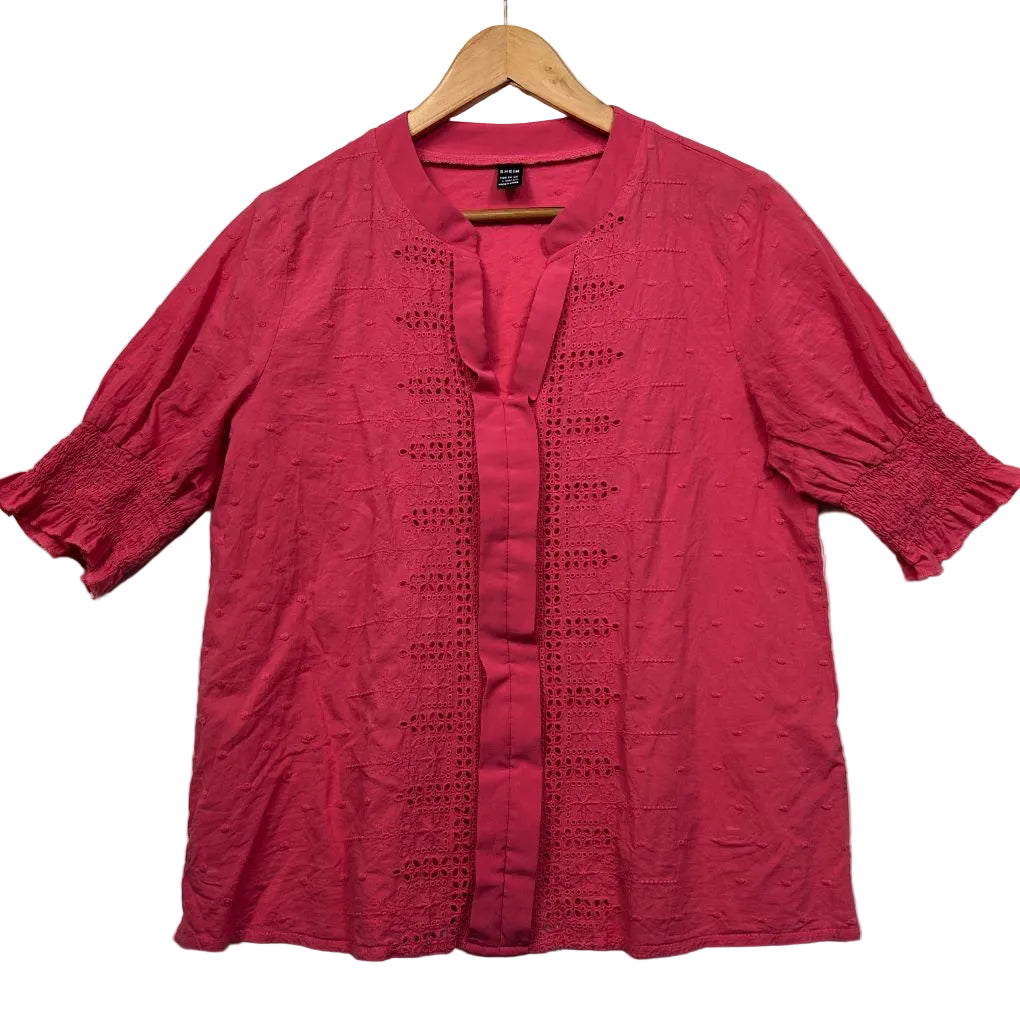 Pink blouse front view