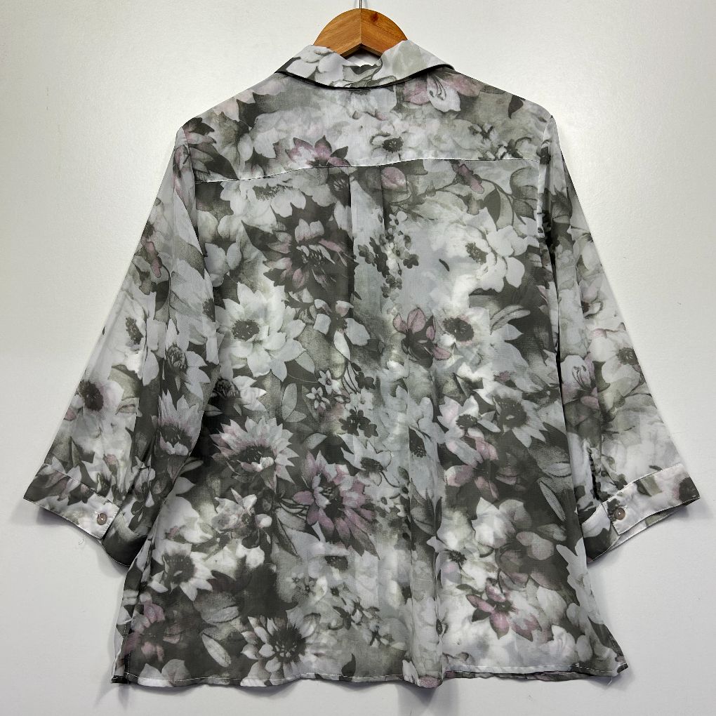 Grey floral shirt back view