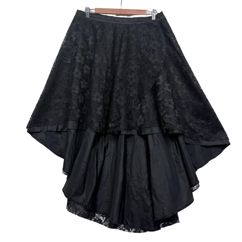 Black lace high-low skirt front view
