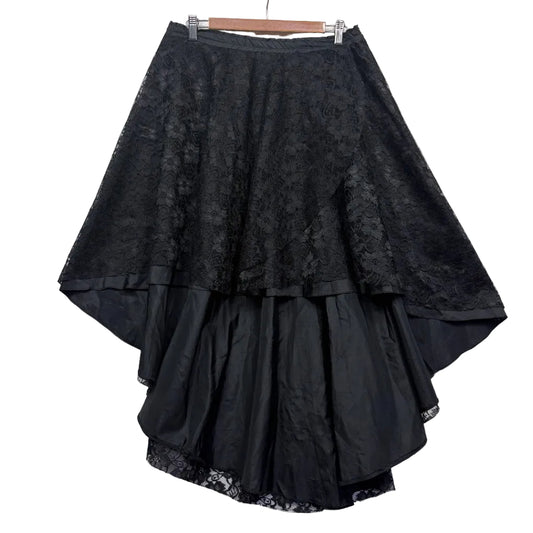 Black lace high-low skirt front view