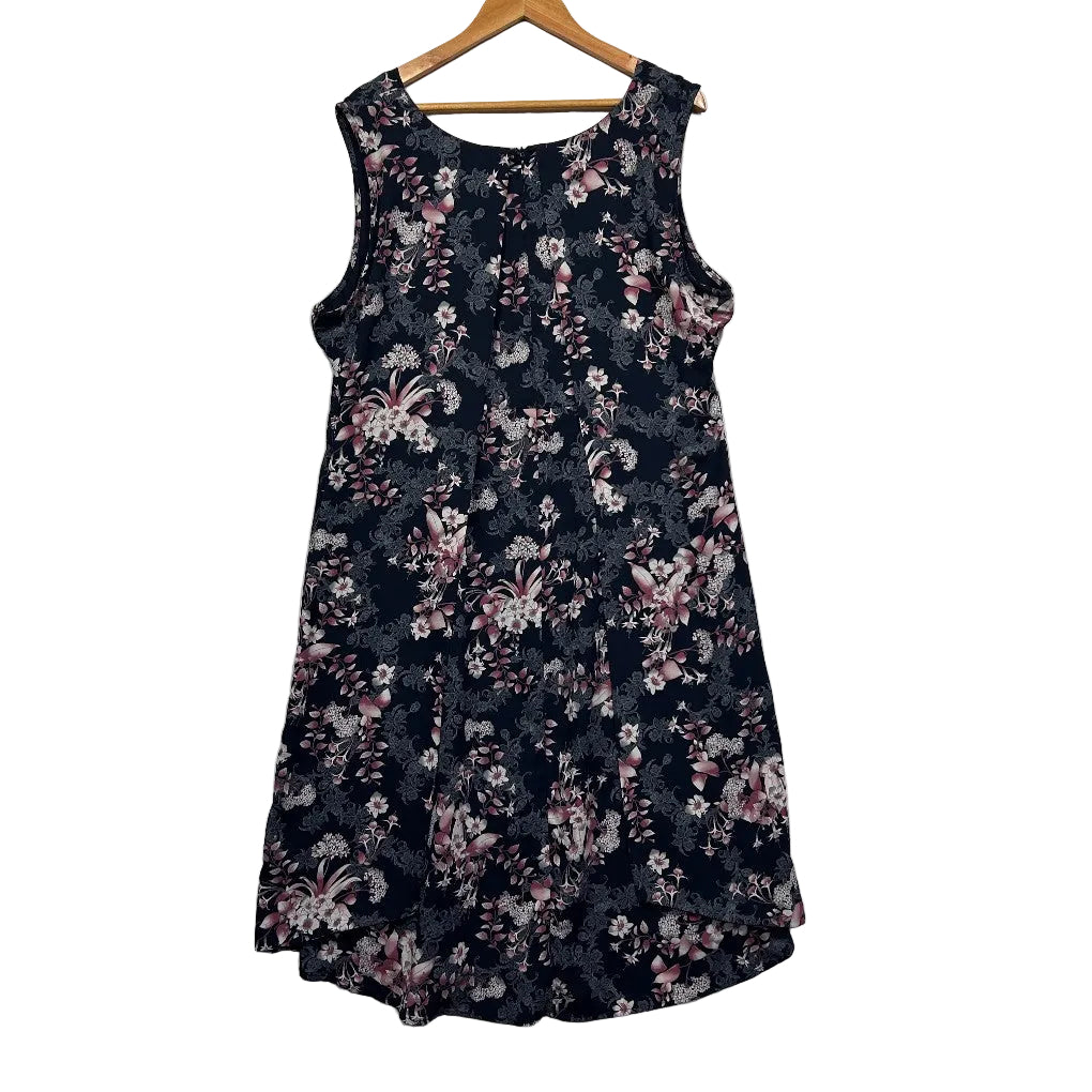 Katies Black Floral Sleeveless High-Low Dress - Size 20