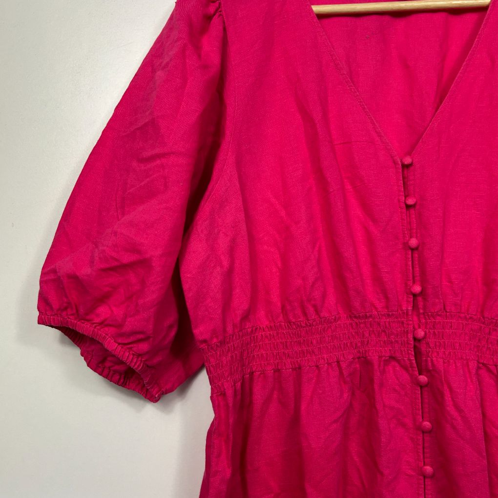 Hot pink dress front view detail