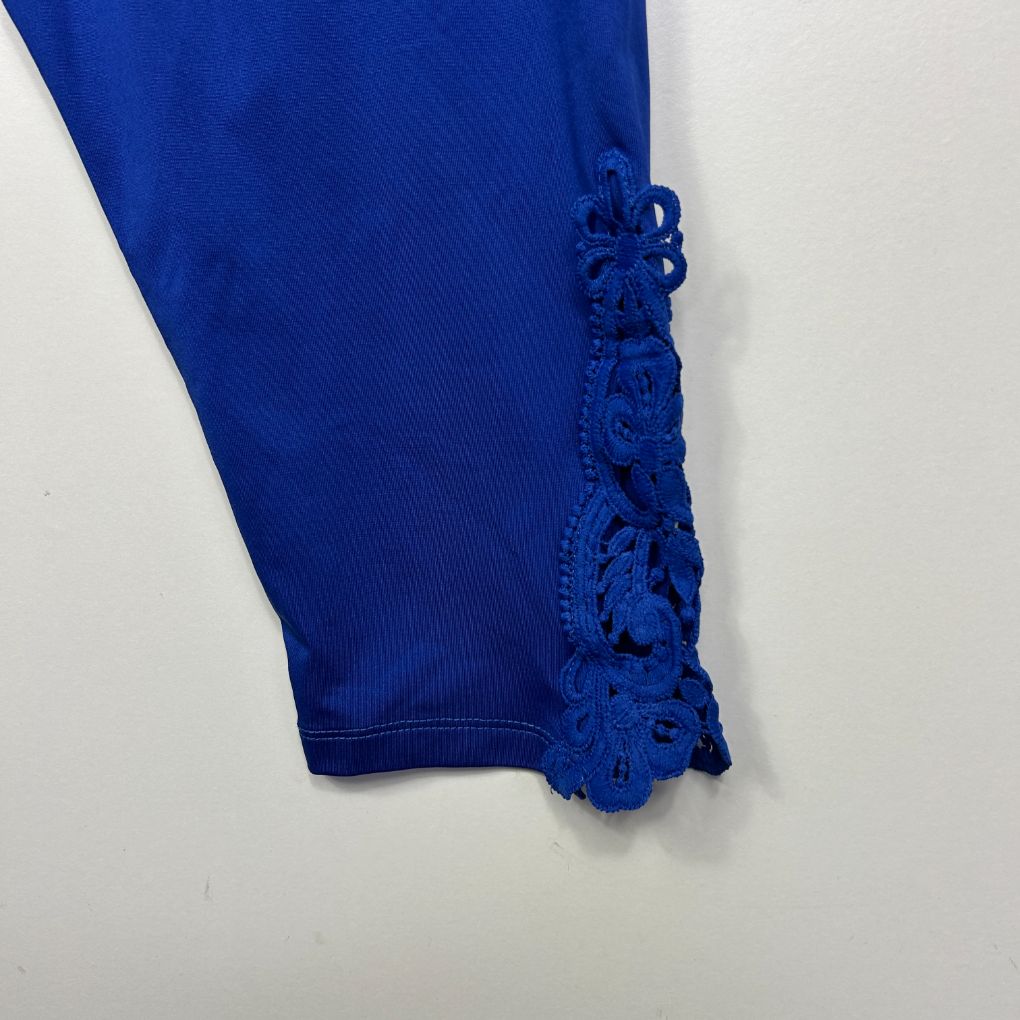 Blue pants leg detail view