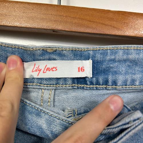 Lily Loves Light Blue Distressed Denim Shorts - Size 16